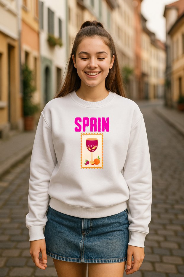 Spain Cocktail Youth Cut 3-Thread Crew Neck Sweatshirt (Size S/M- M/L)