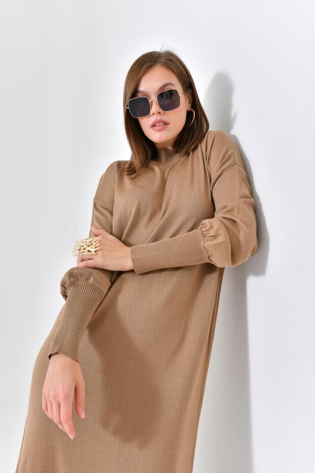 Kadın DÜz Basic Tunik Beige - 4