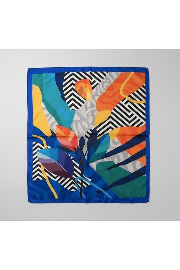 وشاح منقوش باللون الأزرق - 2