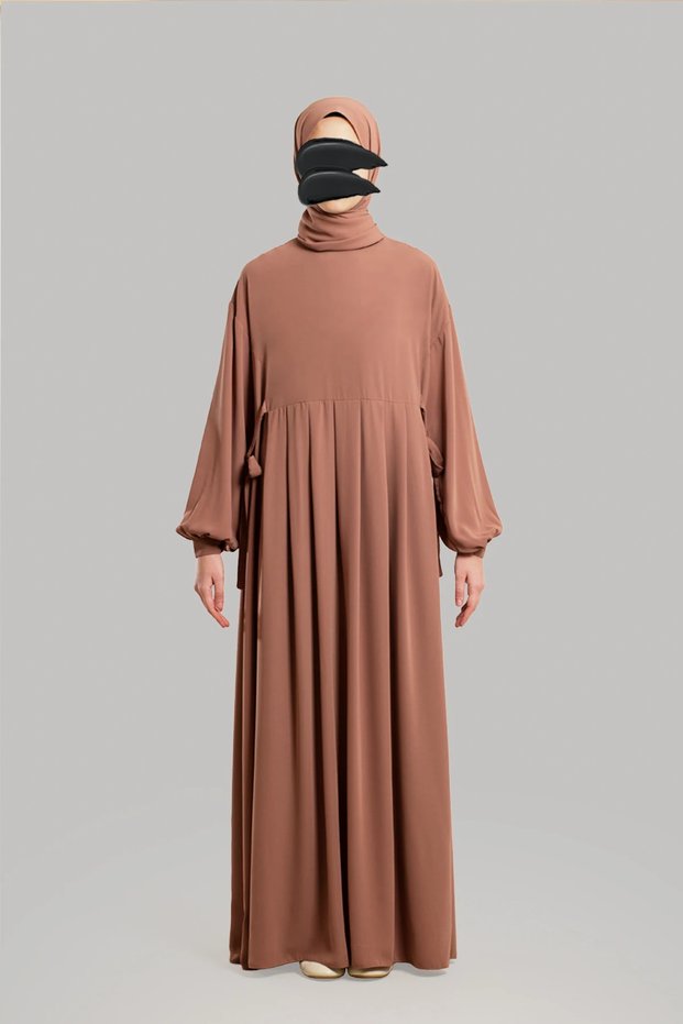 Tie-Up Pleated Dress - Yavruağzı