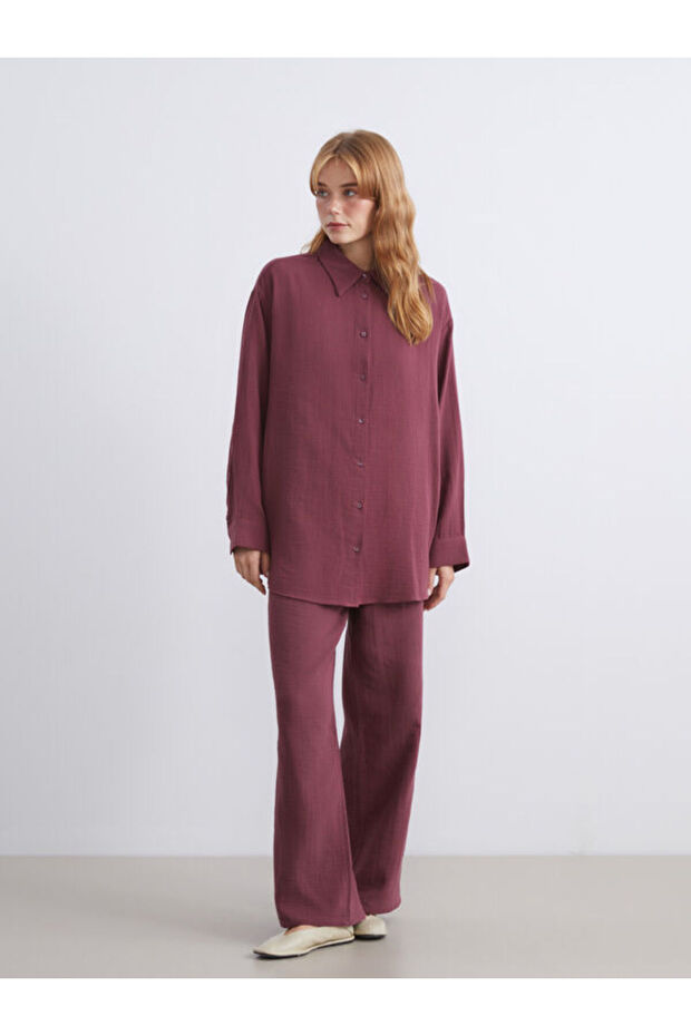 Esvab • Modern & Distinctive Women's Textured Muslin Pants with Waist Drawstring