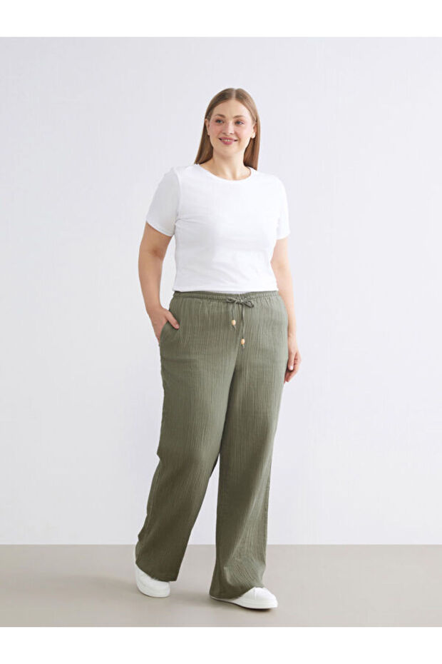 Esvab • Modern & Distinctive Women's Wide-Leg Pants with Drawstring Waist and Textured Fabric