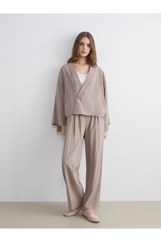 Wide Leg Women's Trousers with Elastic Waist