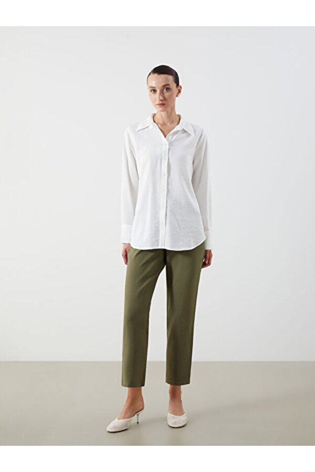 Carrot Cut Women's Trousers with Elastic Waist