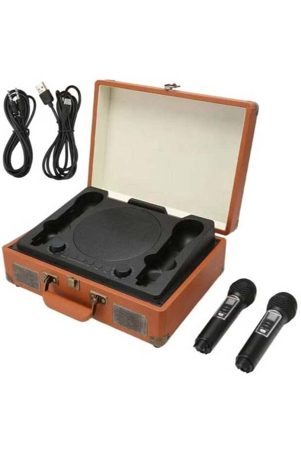SW01 Karaoke Bluetooth Speaker with 2 Microphones, Suitcase Design