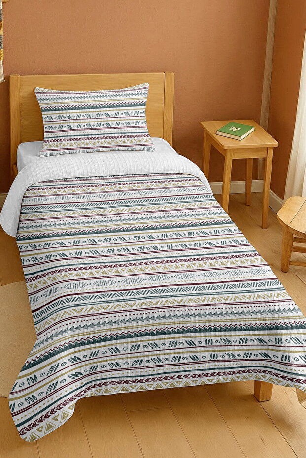 100% Cotton Ethnic Bohemian Striped Patterned Single Pike Set