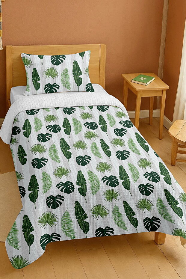 100% Cotton Ivy Leaves Patterned Single Pique Set