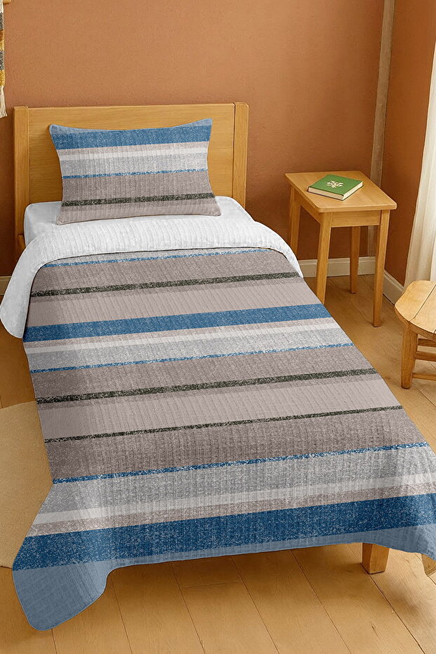 100% Cotton Sandy Stripes Patterned Single Bedspread Set