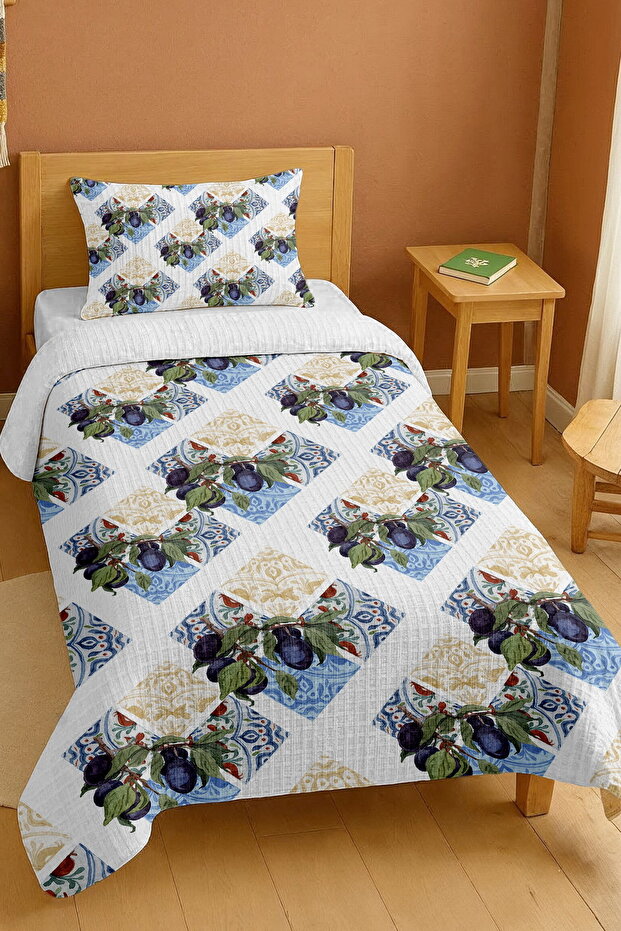 100% Cotton Plum Plum Tile Mosaic Patterned Single Pike Set