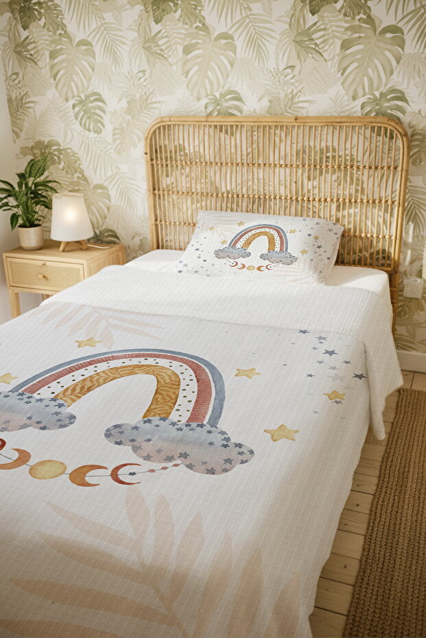 طقم بيكيه فردي بنمط قوس قزح من القطن 100% من أديديلي - 5