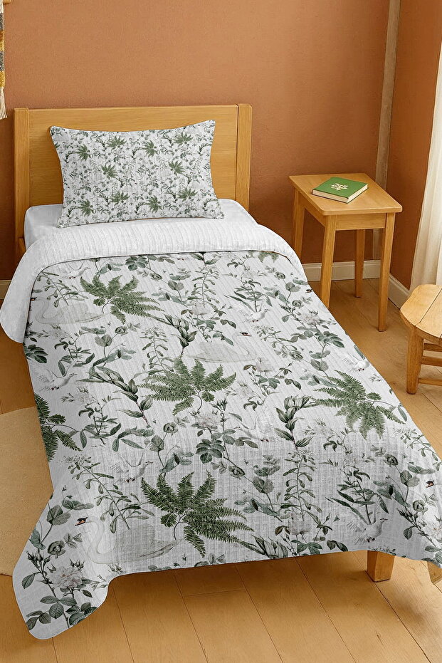 100% Cotton Swan Botanical Garden Patterned Single Pike Set