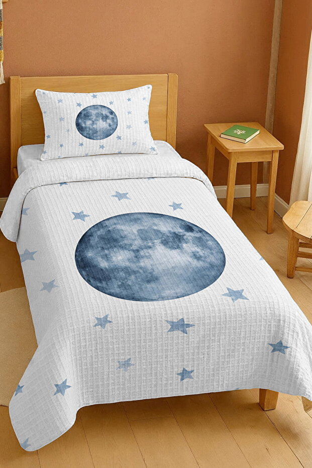 100% Cotton Blue World Patterned Single Pique Set