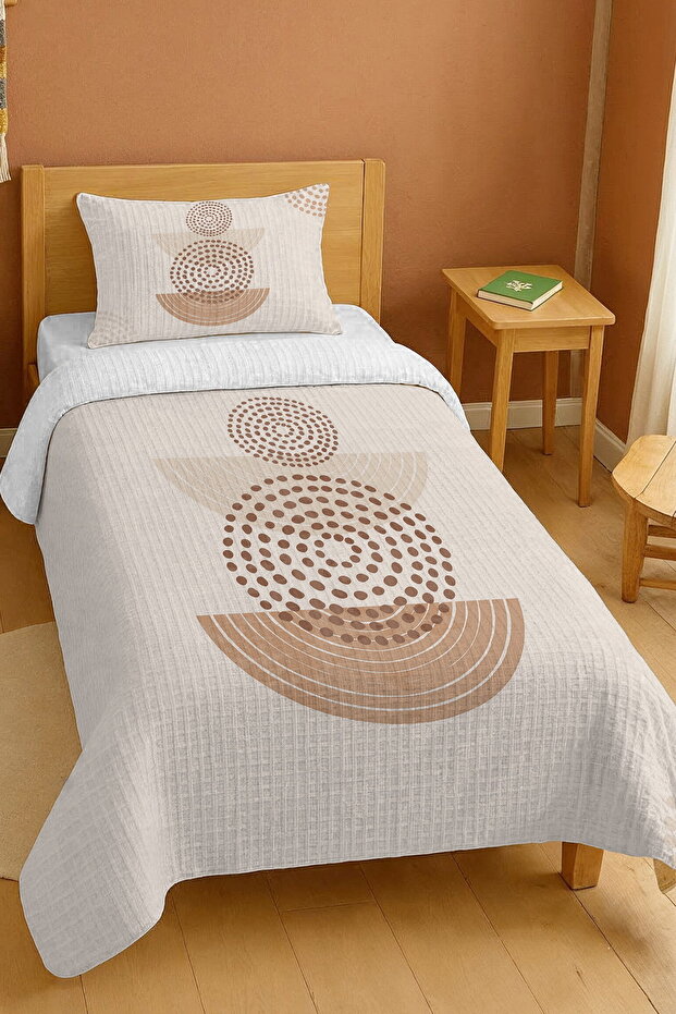100% Cotton Bohemian Cream Geometric Shapes Patterned Single Pike Set