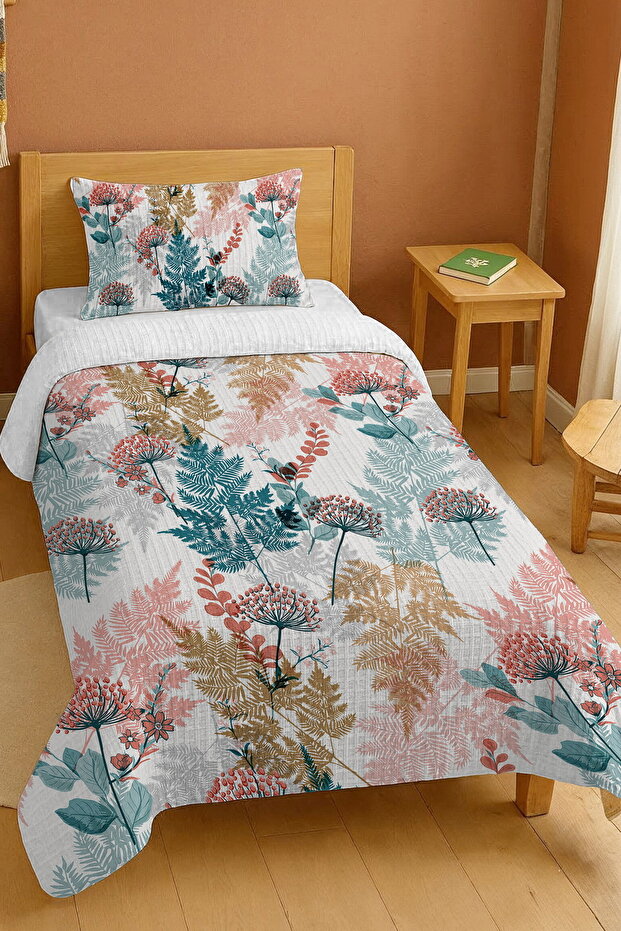 100% Cotton Green Leaf Patterned Single Pique Set