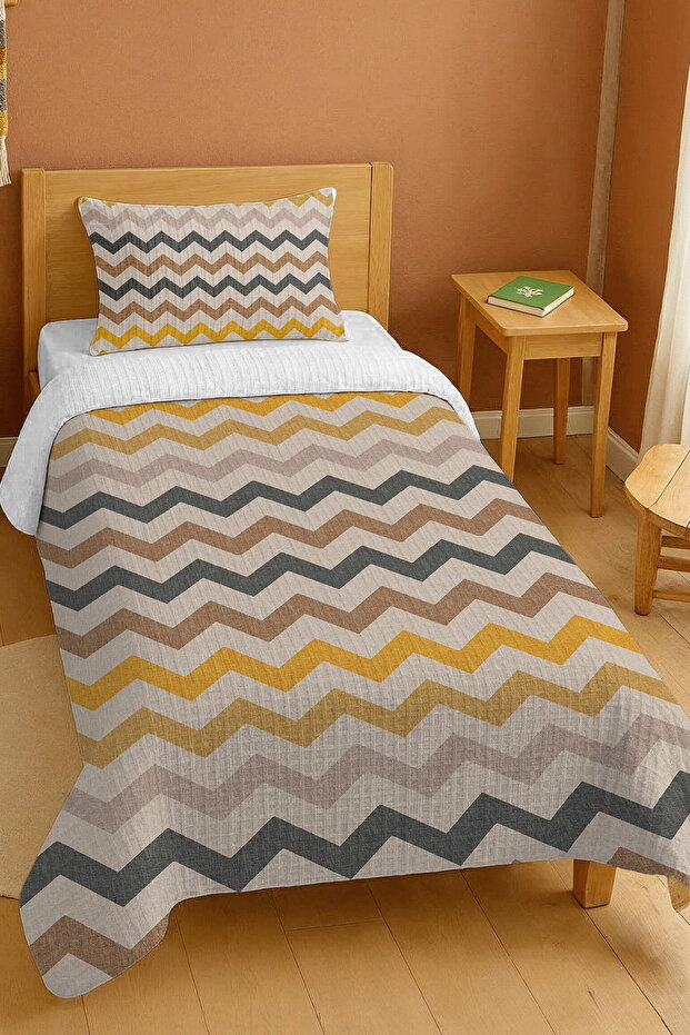 100% Cotton Zigzag Jute Textured Patterned Single Pike Set