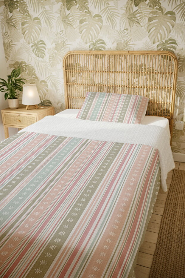 طقم بيكيه فردي منقوش بخطوط ندفة الثلج مصنوع من القطن بنسبة 100% - 5