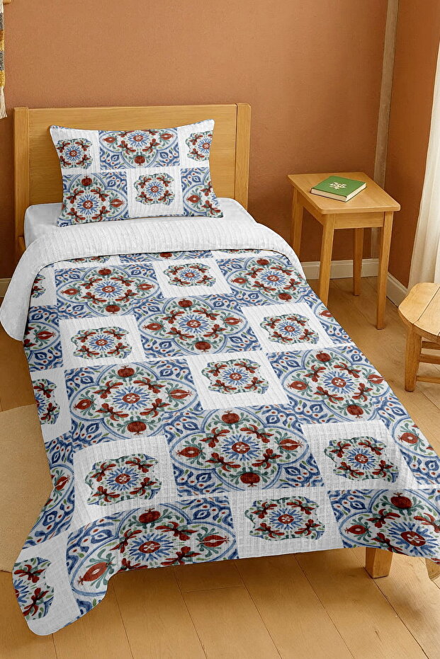 100% Cotton Iznik Tile Mosaic Patterned Single Pike Set