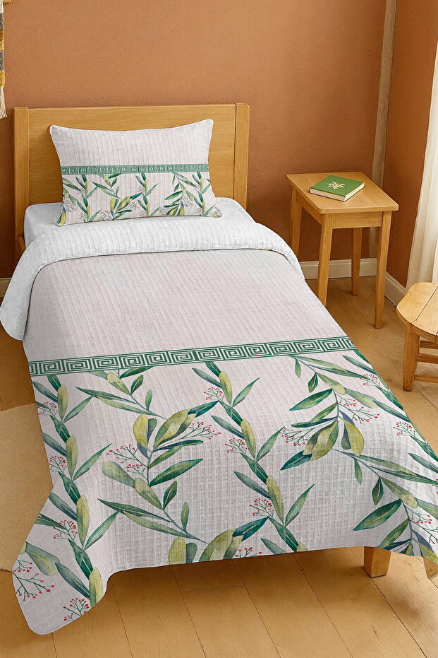 100% Cotton Jute Botanical Patterned Single Pike Set