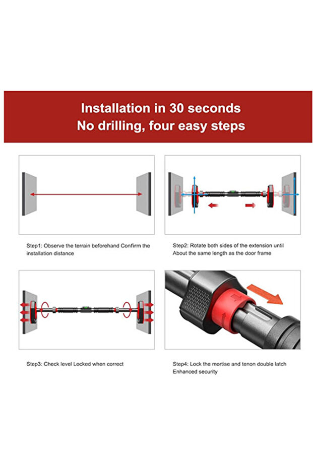 Pull Up Bar, Adjustable Width Locking Mechanism Chin Up Bar Without Screws,Push-up Bar For Doorway - 5