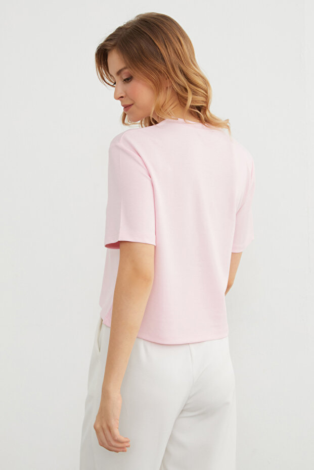 Basic Bisiket Yaka Modal Tişört - 7