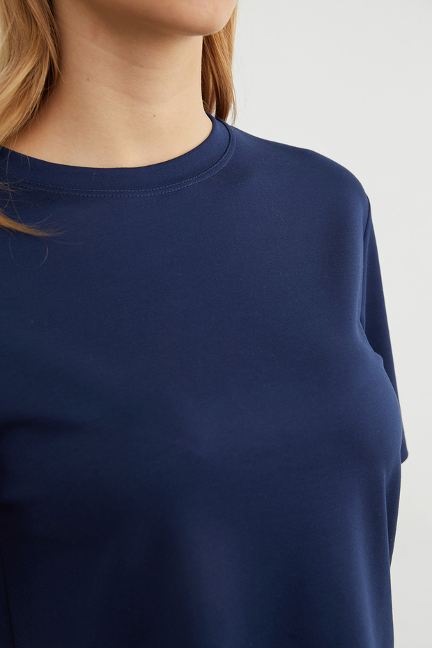 Basic Bisiket Yaka Modal Tişört - 8