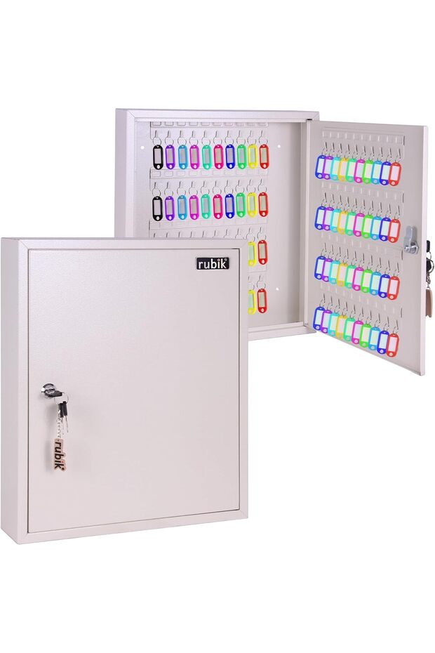 RB80SK 80-Key Metal Wall-Mounted Key Cabinet RB80SK (White)