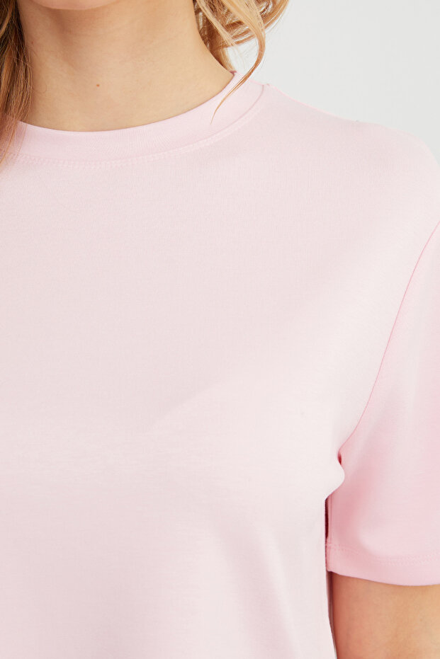 Basic Bisiket Yaka Modal Tişört - 8