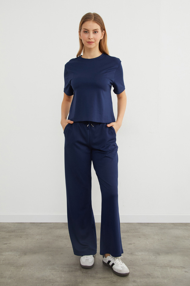 Basic Bisiket Yaka Modal Tişört - 3