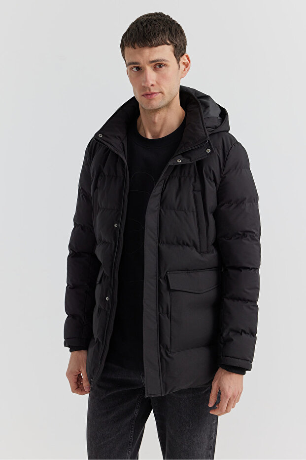 Erkek Kapüşonlu Regular Mont - 3