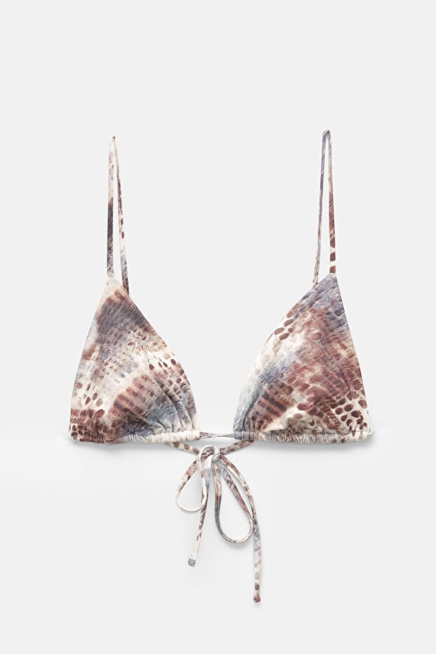Desenli üçgen bikini üstü - 4