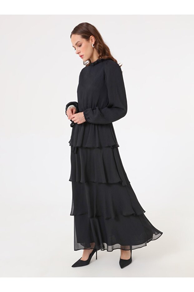 Rochie hijab cu volane - Negru - - 6