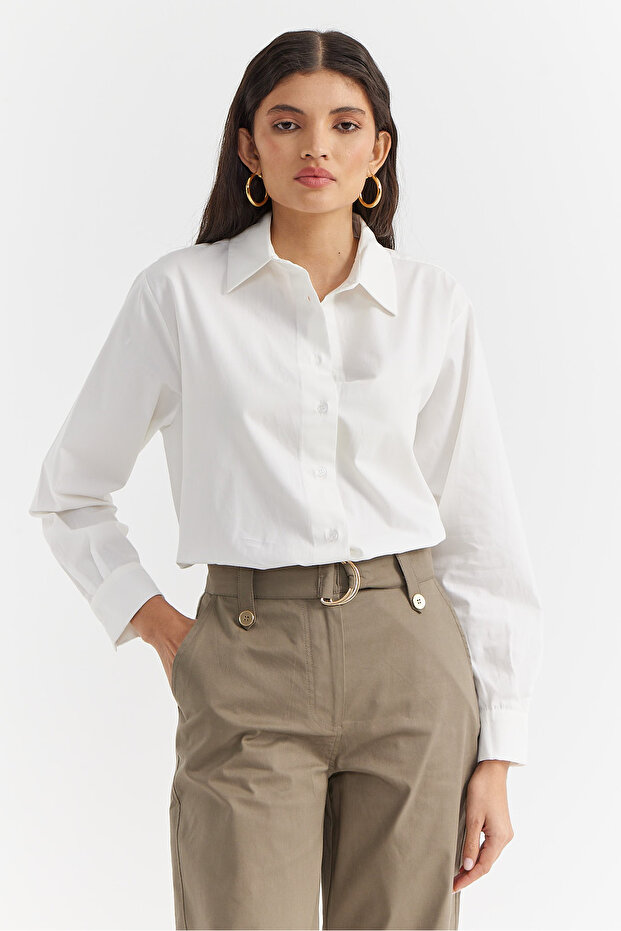 Kadın Pamuklu Gömlek - 4