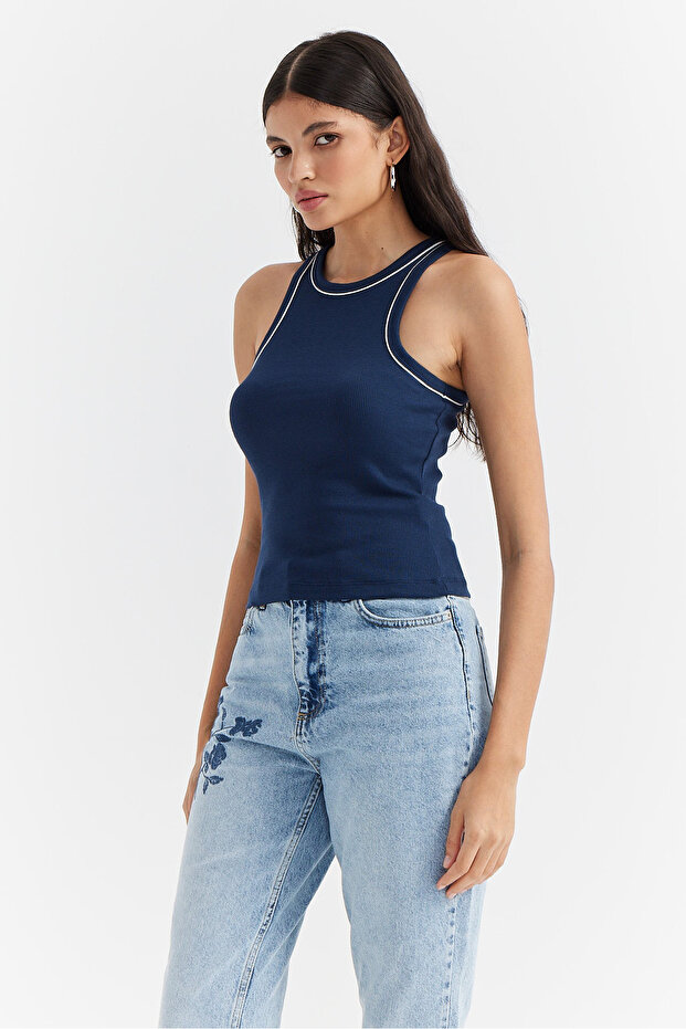 Kadın Halter Yaka Fitilli Basic Body - 4