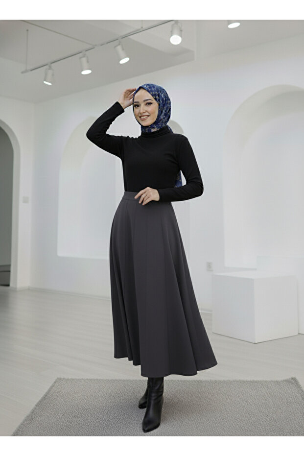 Çıma Detailed Segmented Skirt-Anthracite
