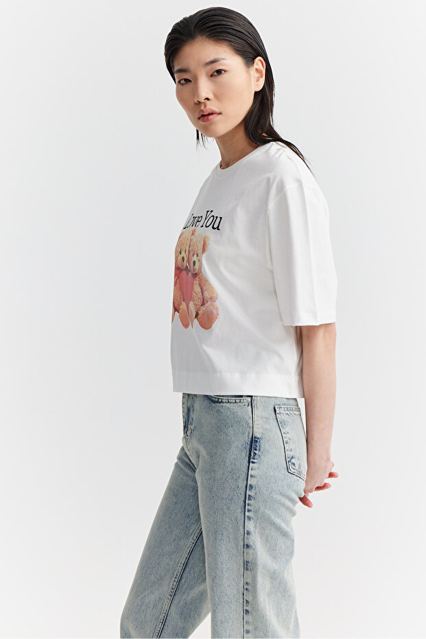 Kadın Baskılı Basic T-shirt - 6