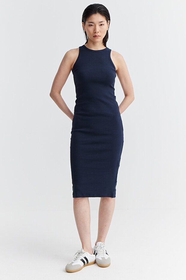 Women's Halter Neck Corded Fabric Dress