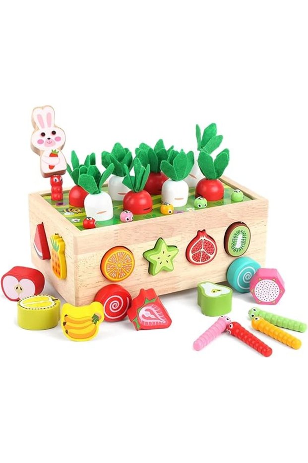Toddlers Montessori Wooden Educational Toys for Baby Boys Girls Age 1 2 3 Year Old, Shape Sorting To
