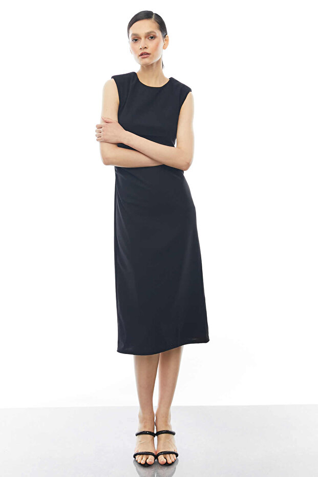 Kolsuz Drapeli Elbise - 4