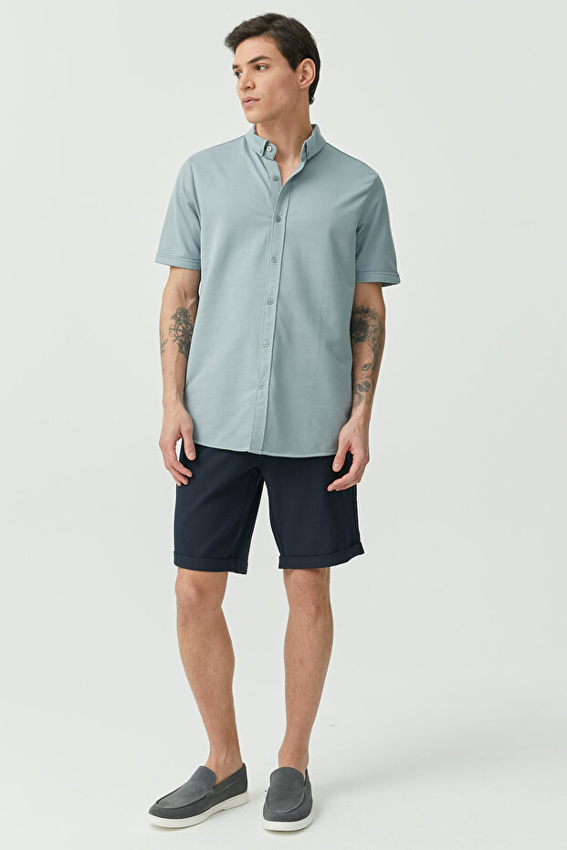 Düğmeli Yaka Regular Gömlek - 7