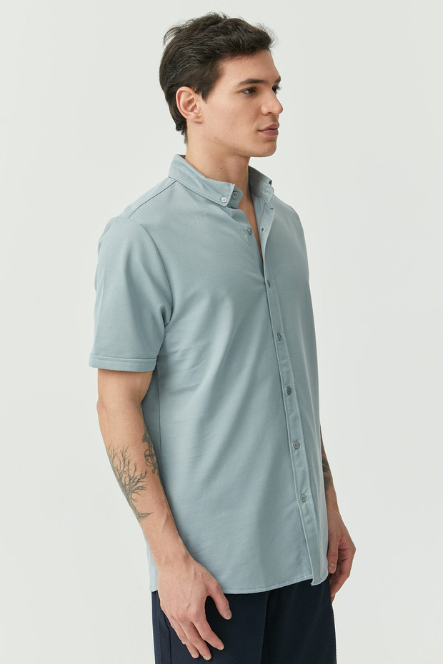 Düğmeli Yaka Regular Gömlek - 3