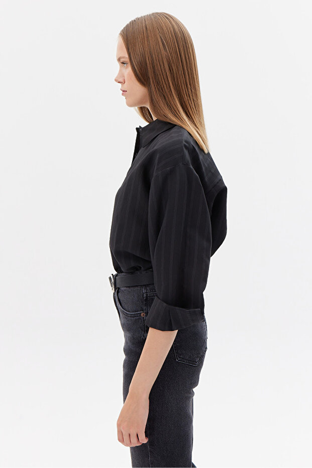 Kadın Çizgili Gömlek - 3