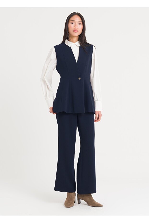 Peplum Düğmeli Yelek - 3