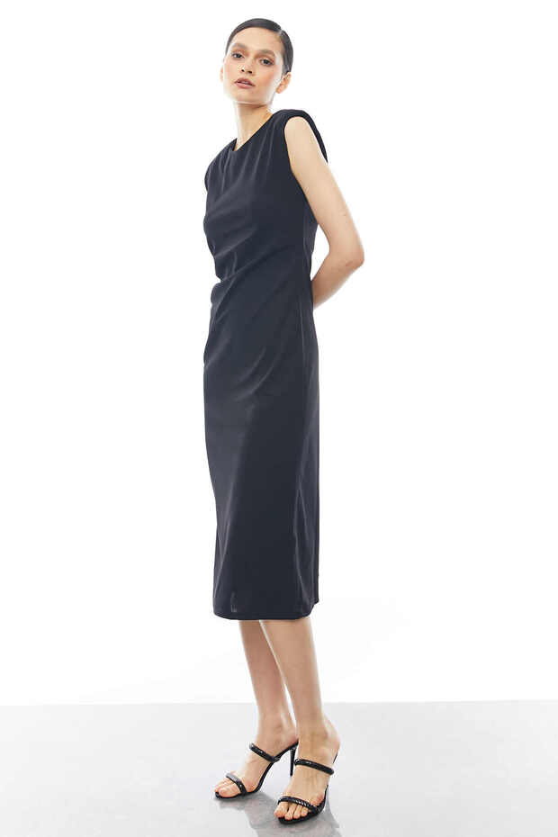 Kolsuz Drapeli Elbise - 6