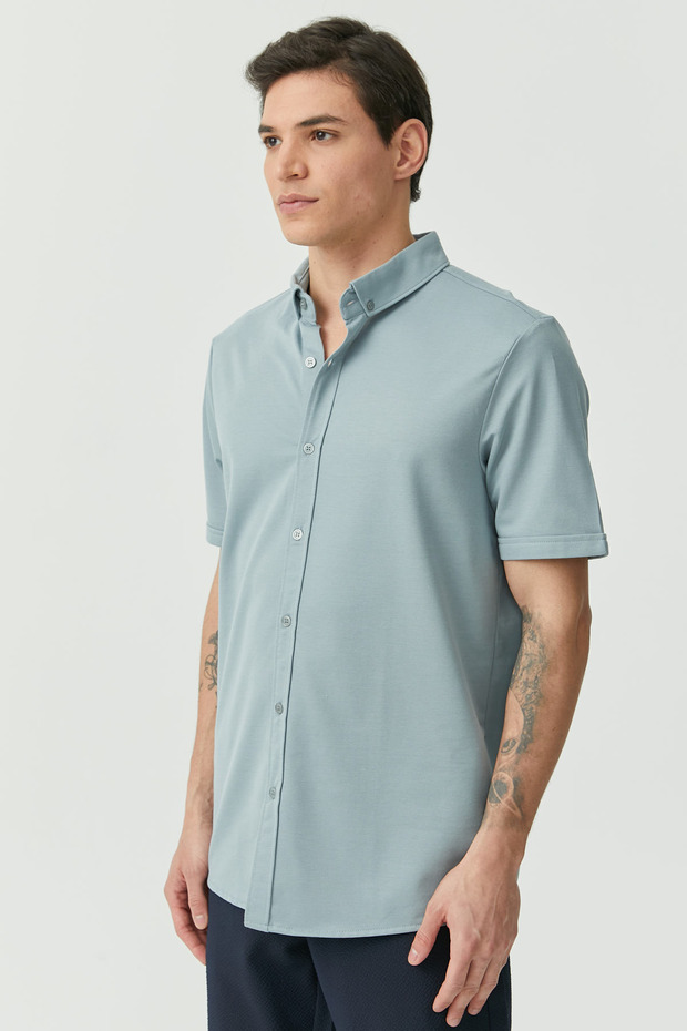 Düğmeli Yaka Regular Gömlek - 2