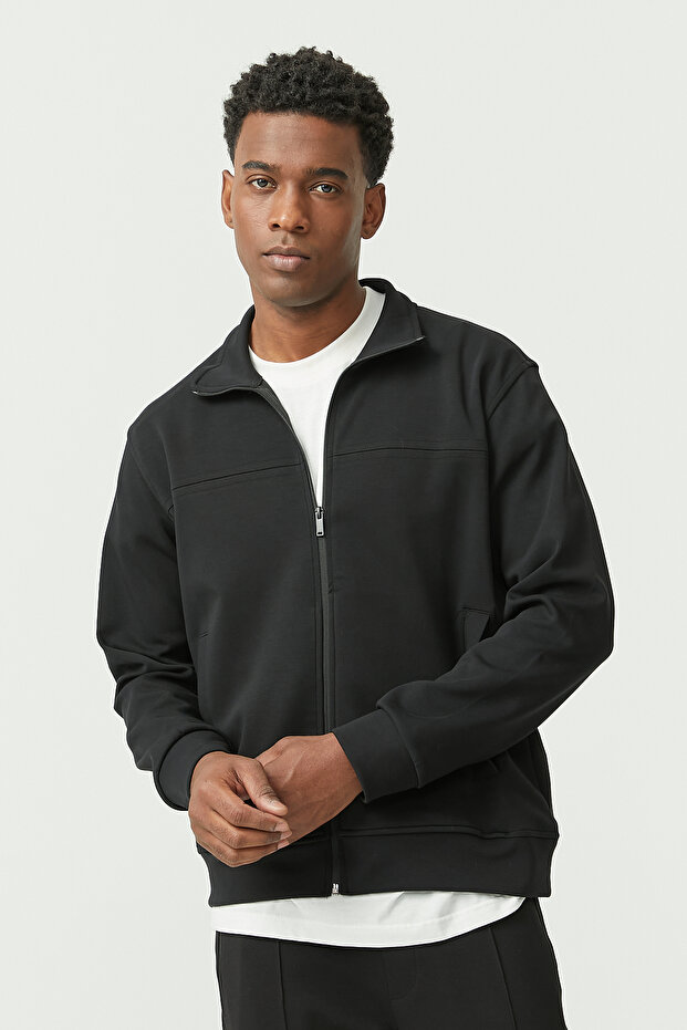 Zippered Slim Sweat Top - 4