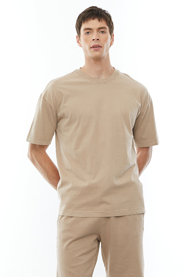 Yıkamalı Oversize Basic T-shirt - 2