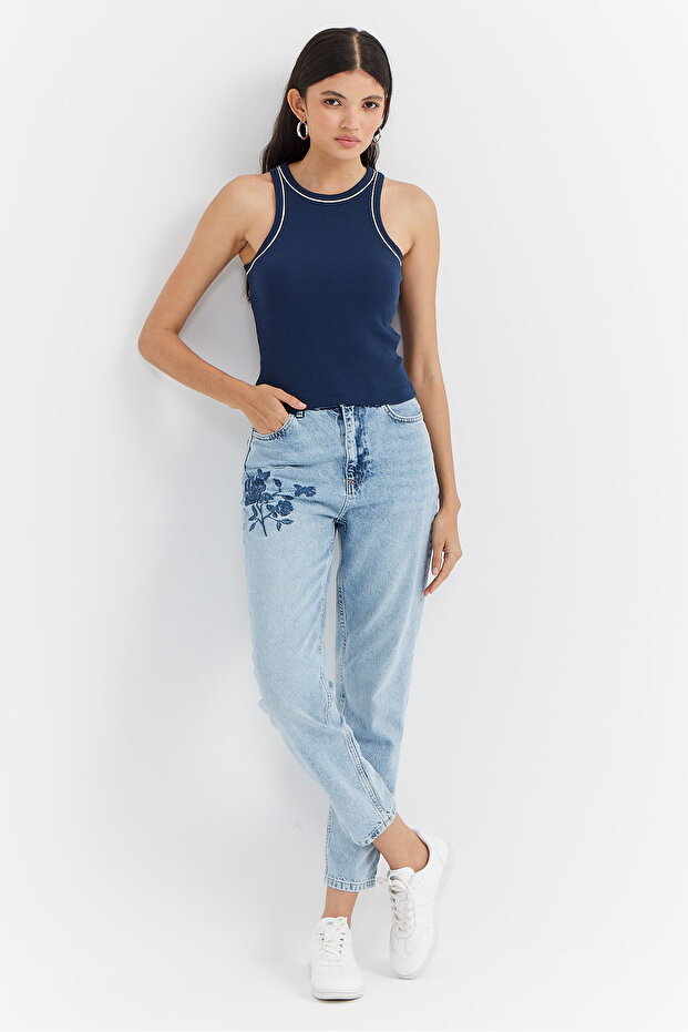 Kadın Halter Yaka Fitilli Basic Body - 7