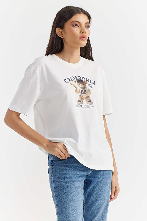 Kadın Basic Baskılı T-shirt - 2