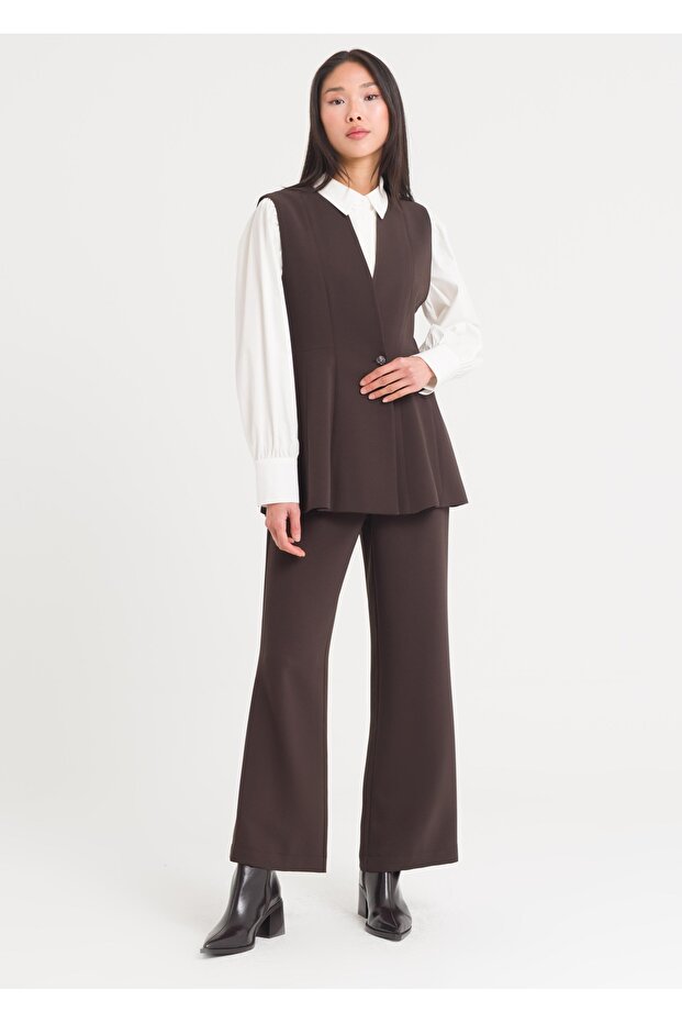 Peplum Düğmeli Yelek - 4