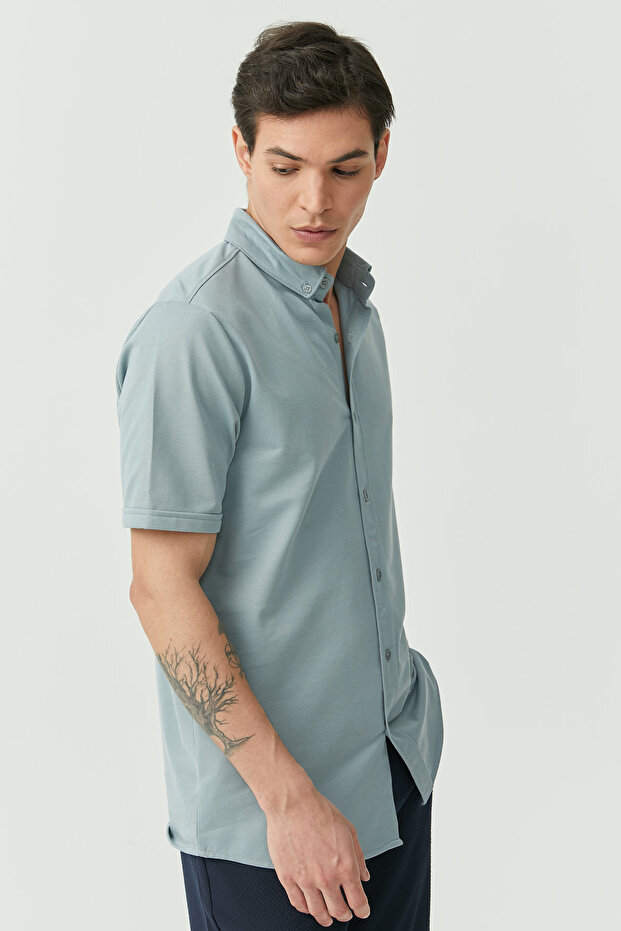 Düğmeli Yaka Regular Gömlek - 6